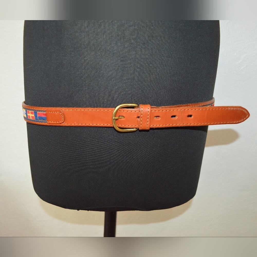 Vintage Leather Belt with Flags
